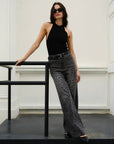 HIGH RISE LEOPARD PRINT WIDE LEG PANTS(FINISHED HEM)
