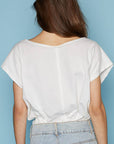 Dropped short sleeve studded peace emblem tee