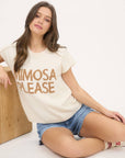 MIMOSA PLEASE SHORT SLEEVE PULLOVER SWEATER: IVORY
