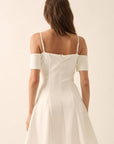 Scuba Knit Cold-Shoulder Fit-and-Flare Mini Dress: CREAM