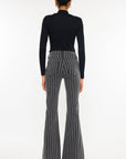 GREY STRIPE PANTS W/FRAYED HEM
