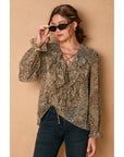 Ash Panther Frilly Chiffon Blouse: SANDSTONE BROWN / S-M-L(2-2-2)