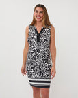 ESQUALO BLACK & WHITE SLVLESS MIDI DRESS