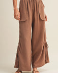 WIDELEG GAUZE PANT W/SIDE CINCHING