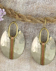 Mixed Metal Hammered Silver Oval Earring