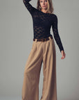 Vintage Floral Lace Long Sleeve Layering Top: Black / S:2/M:2/L:2