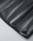 Black Faux Leather Crew Neck Tank Top: Black / 100%PU