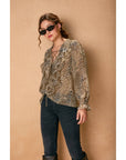 Ash Panther Frilly Chiffon Blouse: SANDSTONE BROWN / S-M-L(2-2-2)