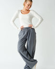 Slim Fit Scoop Neck Ribbed Long Slv/WHITE