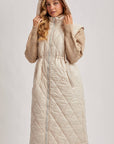 DIAMOND QUIT PUFFER LONG-LINE HOODED VEST: COCO