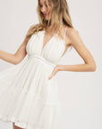 STRAPPY BACK BREEZY RUFFLE MINI DRESS: IVORY