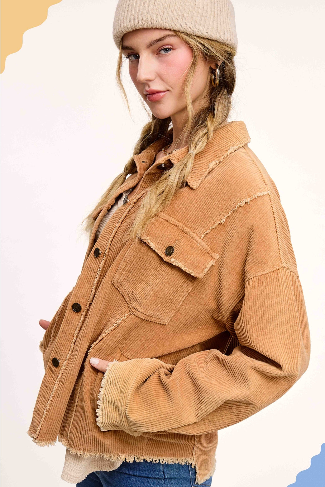 CAMEL OVERSIZED CORDUROY JACKET – No Roots Boutique
