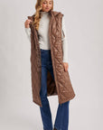 DIAMOND QUIT PUFFER LONG-LINE HOODED VEST: COCO