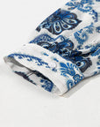Blue Tribal Pattern Buttoned Front Loose Shirt: Blue / 100%Polyester