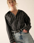 Striped Button-Back Collared Button-Up Shirt
