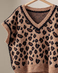 Leopard Crochet Knit Vest: LEOPARD / SM-ML/3-3