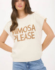 MIMOSA PLEASE SHORT SLEEVE PULLOVER SWEATER: IVORY