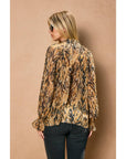 Deep Sleep Collar Button Down Blouse: MOCHA BROWN
