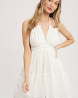 STRAPPY BACK BREEZY RUFFLE MINI DRESS: IVORY