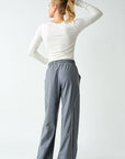 Slim Fit Scoop Neck Ribbed Long Slv/WHITE