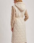 DIAMOND QUIT PUFFER LONG-LINE HOODED VEST: COCO