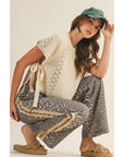 Luxe Leopard Relaxed Pants With Side Trim: LEOPARD/TAUPE