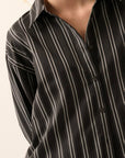 Striped Button-Back Collared Button-Up Shirt