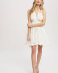 STRAPPY BACK BREEZY RUFFLE MINI DRESS: IVORY
