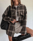 OVERSIZED PLAID FLANNEL WITH POCKET