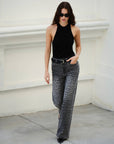 HIGH RISE LEOPARD PRINT WIDE LEG PANTS(FINISHED HEM)