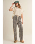 Luxe Leopard Relaxed Pants With Side Trim: LEOPARD/TAUPE