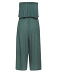 Flowy Strapless Culotte Jumpsuit: Teal