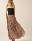 Colorblock Strapless Textured Chiffon Maxi Dress: BLACK-TAUPE