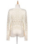 Crosa - Vintage Hollow Knit Batwing Sweater: Khaki / One Size