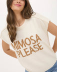 MIMOSA PLEASE SHORT SLEEVE PULLOVER SWEATER: IVORY
