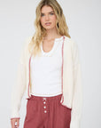 AMERICAN FLAG CONTRAST STITCH KNIT CARDIGAN: IVORY