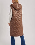 DIAMOND QUIT PUFFER LONG-LINE HOODED VEST: COCO