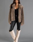 Two Tone Faux Fur Jacket