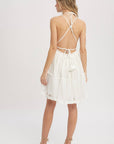STRAPPY BACK BREEZY RUFFLE MINI DRESS: IVORY