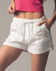 Tencel Patch Pocket Summer Shorts: White