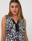 ESQUALO BLACK & WHITE SLVLESS MIDI DRESS