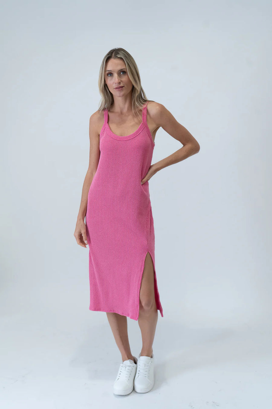 HOT PINK URBAN RIB TANK DRESS HOT PINK URBAN RIB TANK DRESS