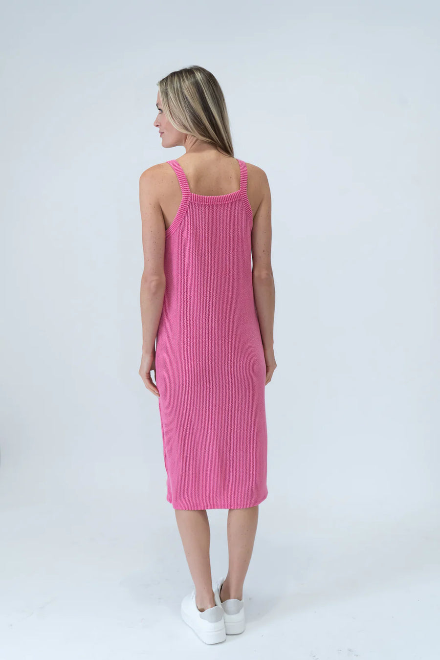 open lace back dress HOT PINK URBAN RIB TANK DRESS – No Roots Boutique
