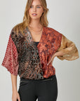 MIX PRINT BURNOUT VELVET TOP