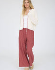 AMERICAN FLAG CONTRAST STITCH KNIT CARDIGAN: IVORY