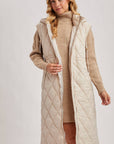 DIAMOND QUIT PUFFER LONG-LINE HOODED VEST: COCO