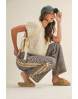Luxe Leopard Relaxed Pants With Side Trim: LEOPARD/TAUPE