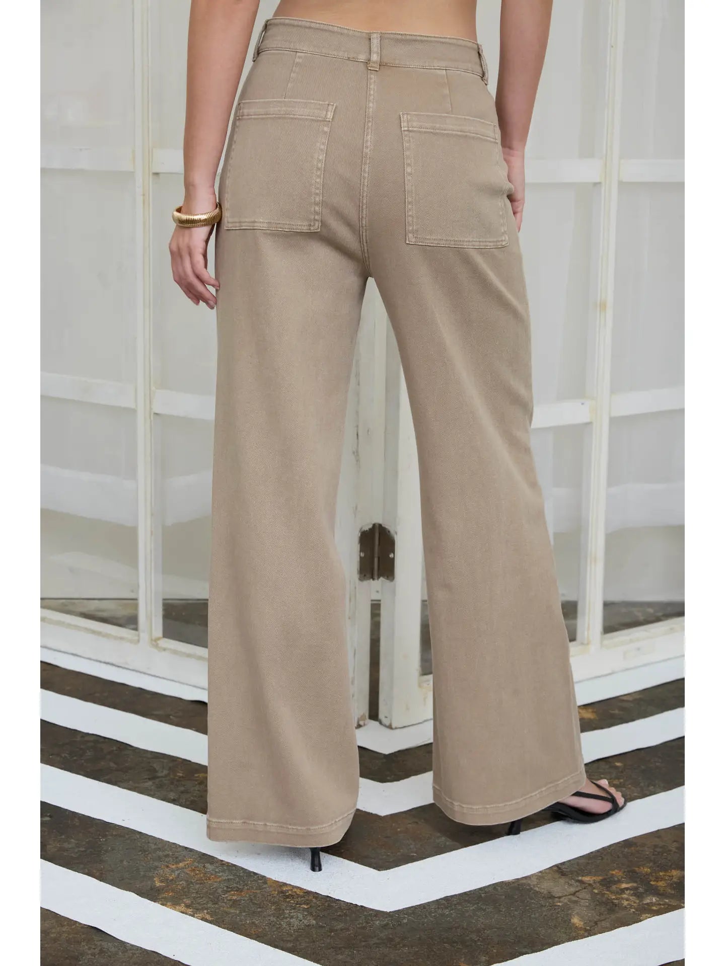 FRONT SEAM WIDE LEG DENIM PANT