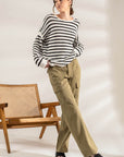 RELAXED STRIPE KNIT PULLOVER SWEATER