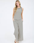 STRIPE WIDE LEG KNIT LOUNGE PANTS: BLACK